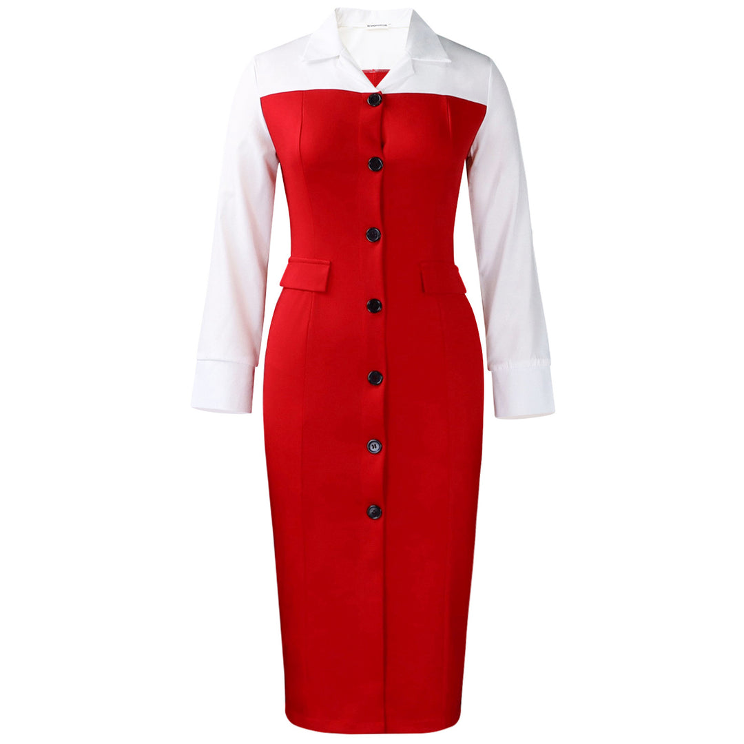 Damen Hemdkleid mit Knopfleiste und langen Ärmeln Drune