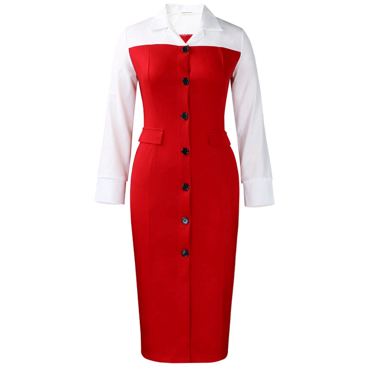 Damen Hemdkleid mit Knopfleiste und langen Ärmeln Drune