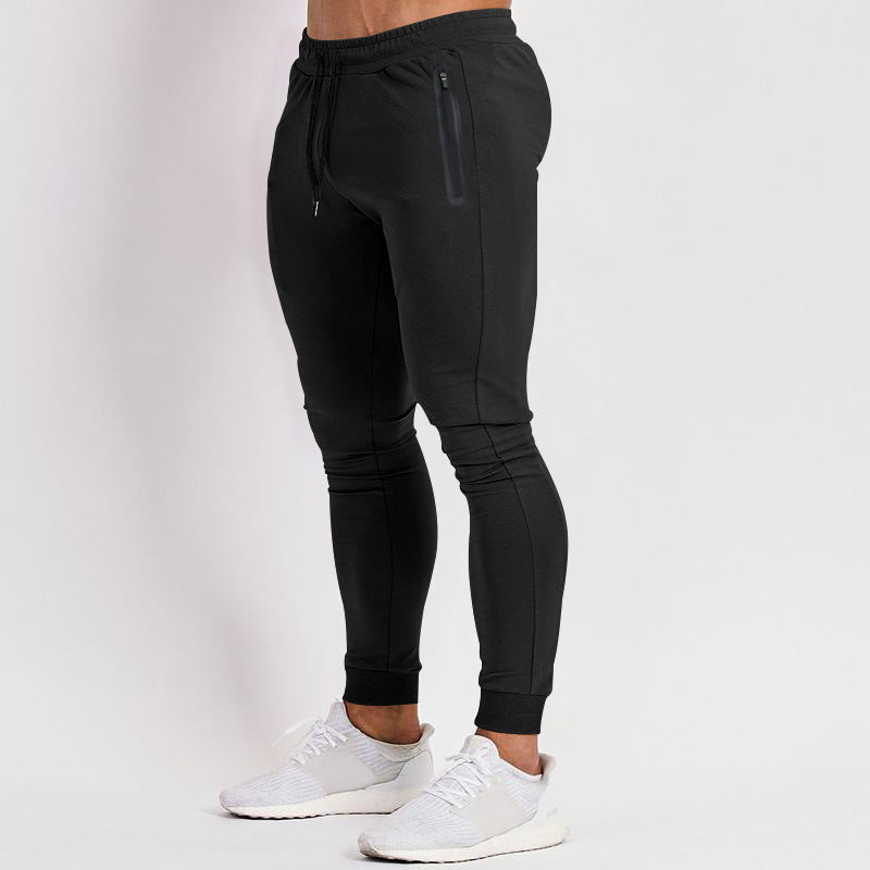 Herren schmal geschnittene Jogginghose mit Reißverschlusstaschen und Kordelzug Drune