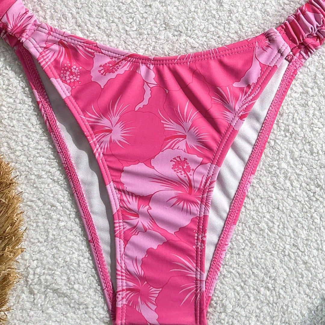 Damen Triangel-Bikini mit verstellbaren Bändern und buntem Blumenmuster Drune