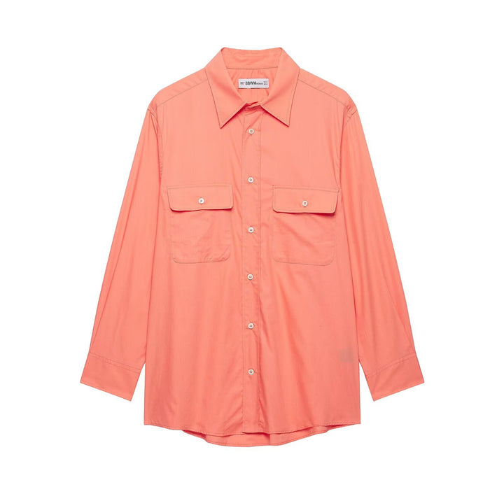 Damen Oversize Hemdbluse im Utility‑Stil mit aufgesetzten Pattentaschen Drune