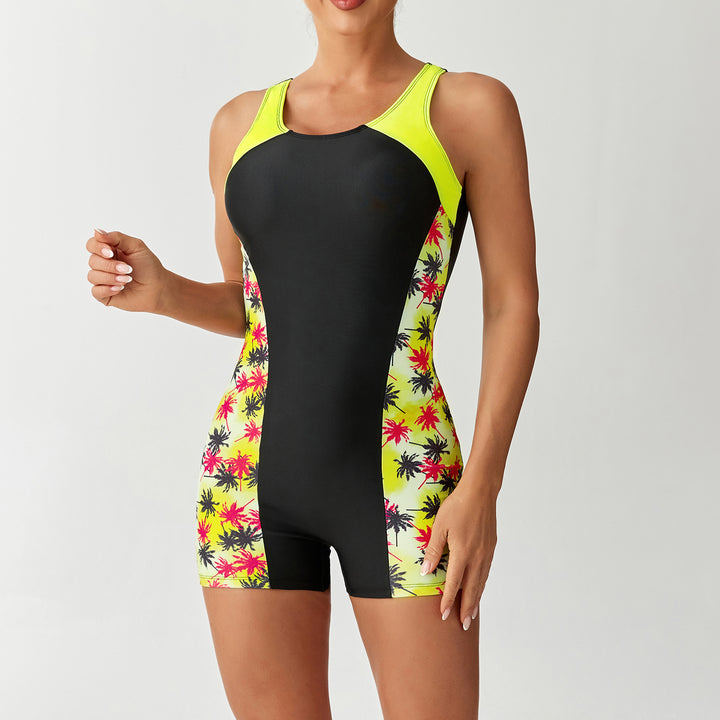 Damen Sportlicher Badeanzug mit lebhaftem Palmen-Design Drune