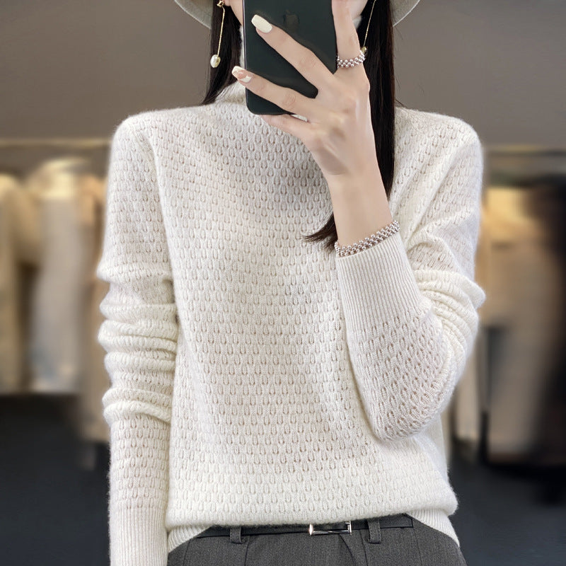 Damen Weicher Feinstrick‑Mockneckpullover mit flauschiger Mohair‑Optik, zarter Wabenstruktur und legerer Oversize‑Passform Drune