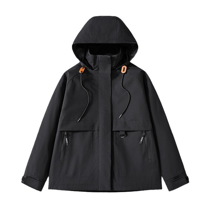 Herren Minimalistische Funktions-Kapuzenjacke mit verdeckten Reißverschlusstaschen & Kordelzug Drune