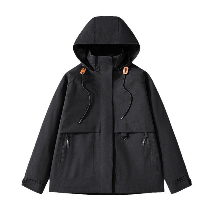 Herren Minimalistische Funktions-Kapuzenjacke mit verdeckten Reißverschlusstaschen & Kordelzug Drune