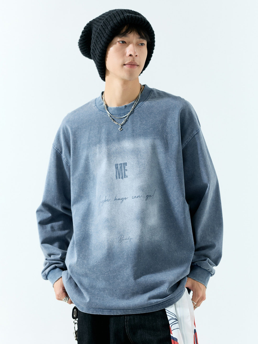 Herren Oversize Vintage-Sweatshirt mit Pigmentfärbung Drune