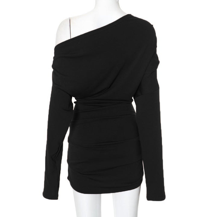 Damen Longsleeve Oberteil mit asymmetrischem Ausschnitt und raffiniertem Drapierungseffekt Drune