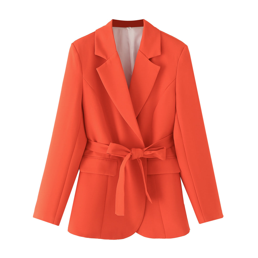Damen taillierte Blazerjacke mit praktischen Taschen und Bindegürtel Drune
