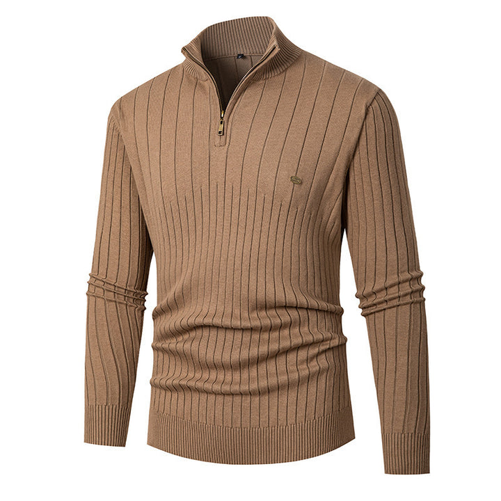 Herren modischer Pullover mit Reißverschluss und feinem Rippdesign Drune