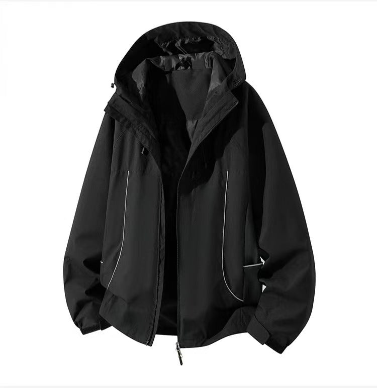 Herren Wasserdichte Kapuzen-Softshelljacke mit winddichtem Schnitt und Reißverschluss Drune