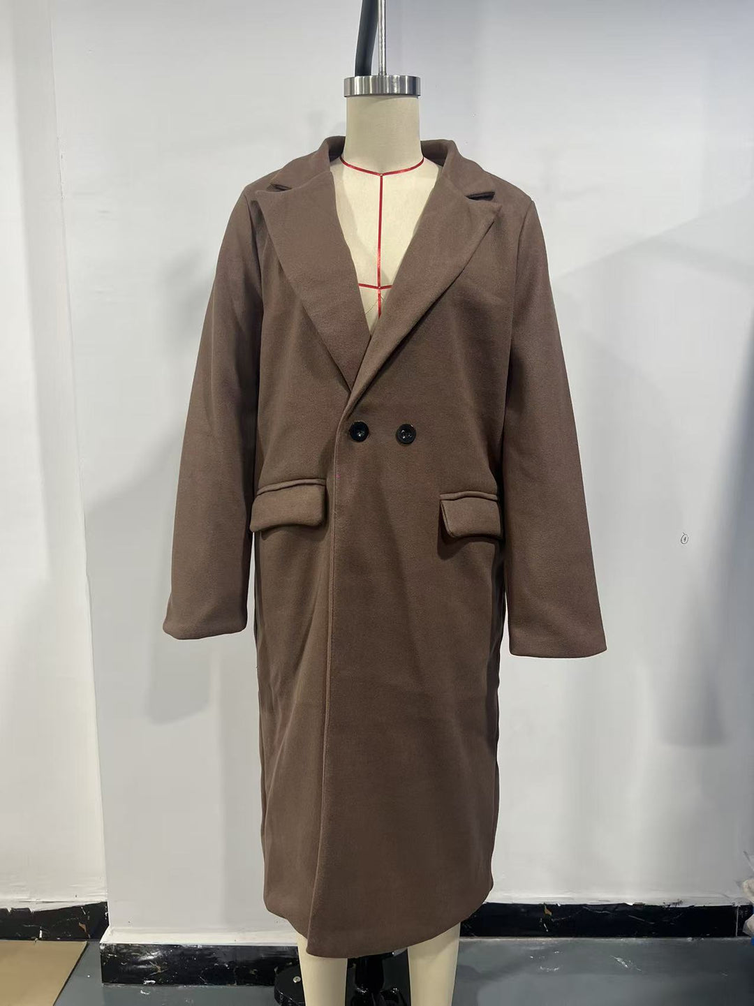Damen Eleganter Wollmantel mit tailliertem Schnitt und Reverskragen Drune