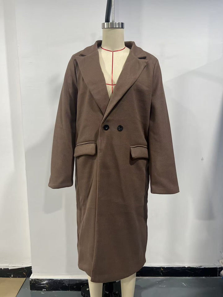 Damen Eleganter Wollmantel mit tailliertem Schnitt und Reverskragen Drune