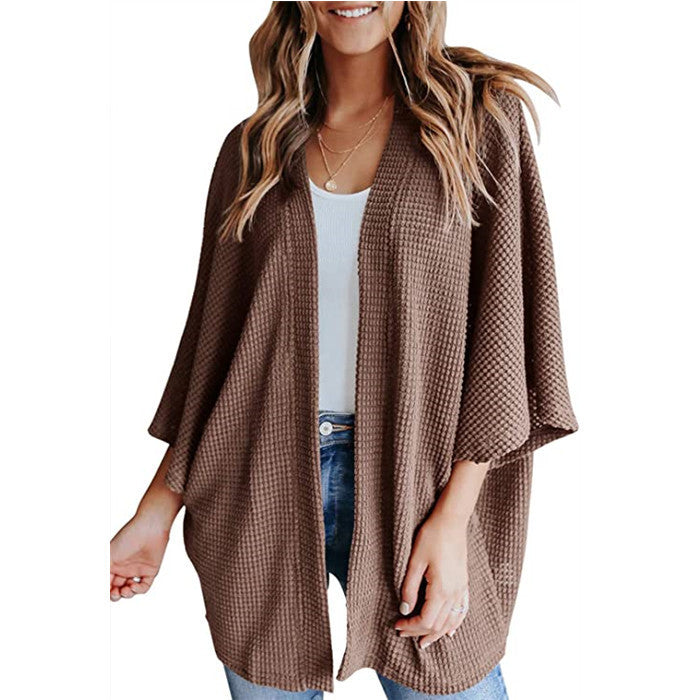 Damen lässiger Strickjacke im Waffelmuster Drune