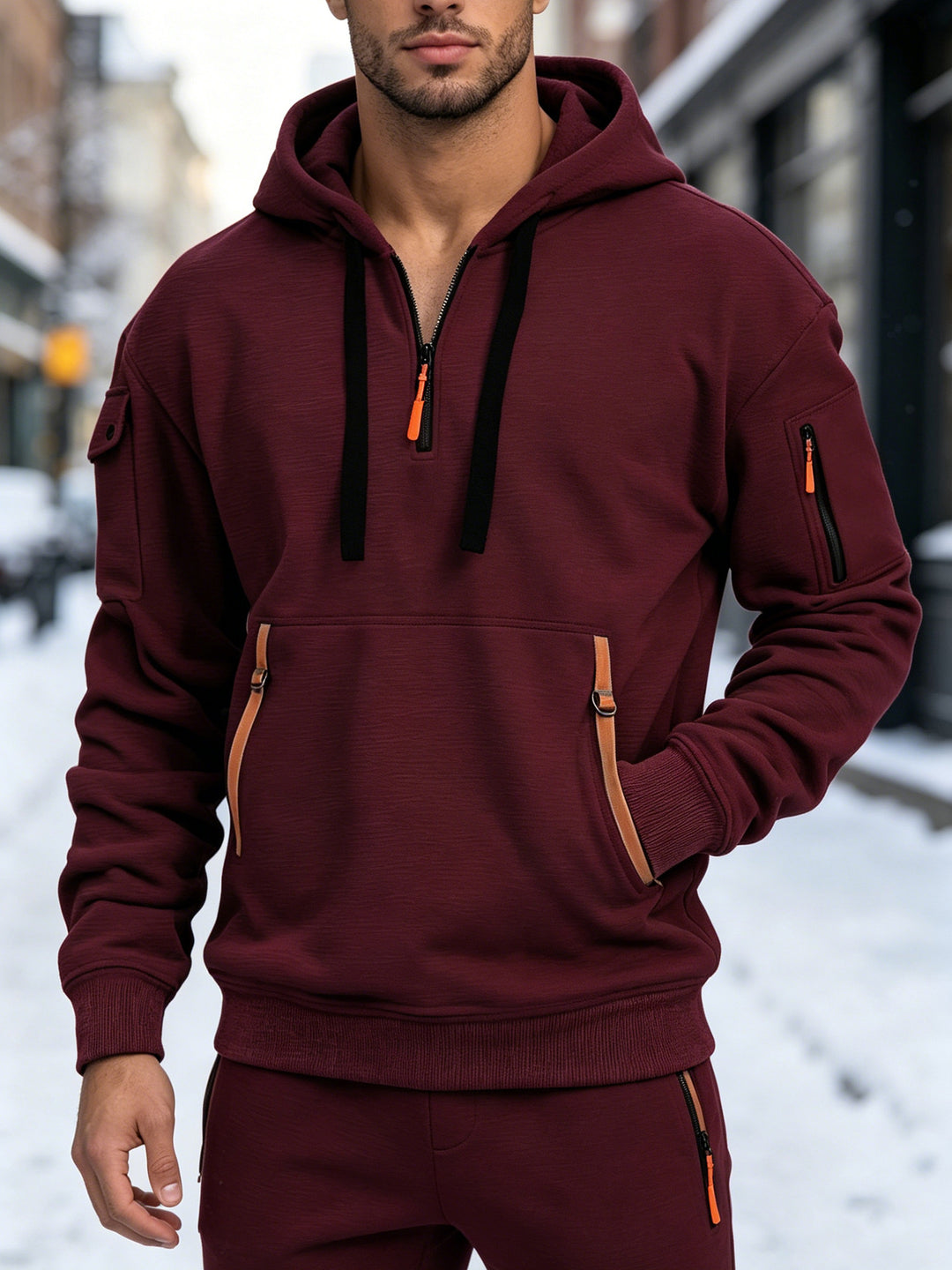 Herren Sportliche Kapuzenjacke mit seitlichen Reißverschlusstaschen Drune