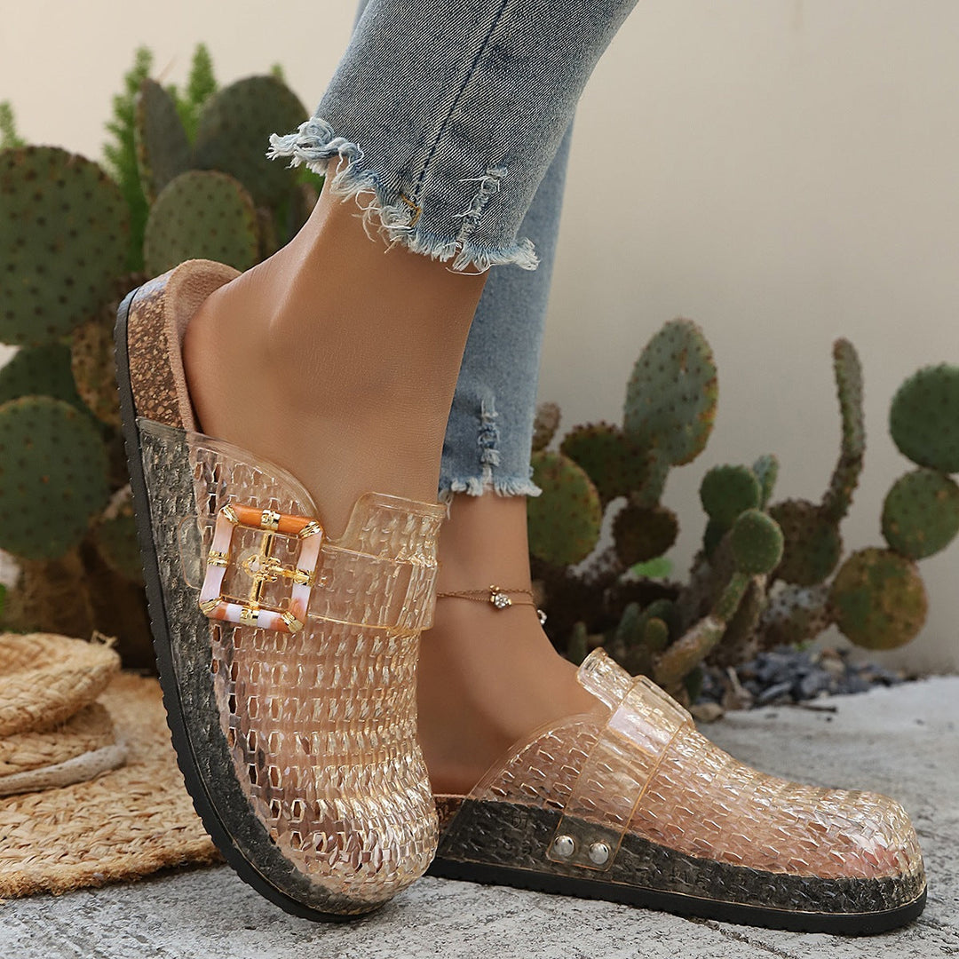 Damen Modische und luftige Clogs mit transparentem Design Drune