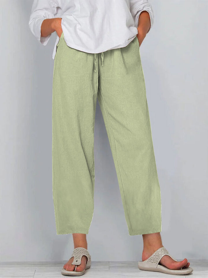 Damen Relaxed Culotte-Hosen mit Kordelzug, Seitentaschen und Knöchellänge Drune