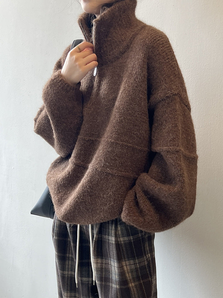 Drune Soft Touch Halzip-Pullover mit Stehkragen