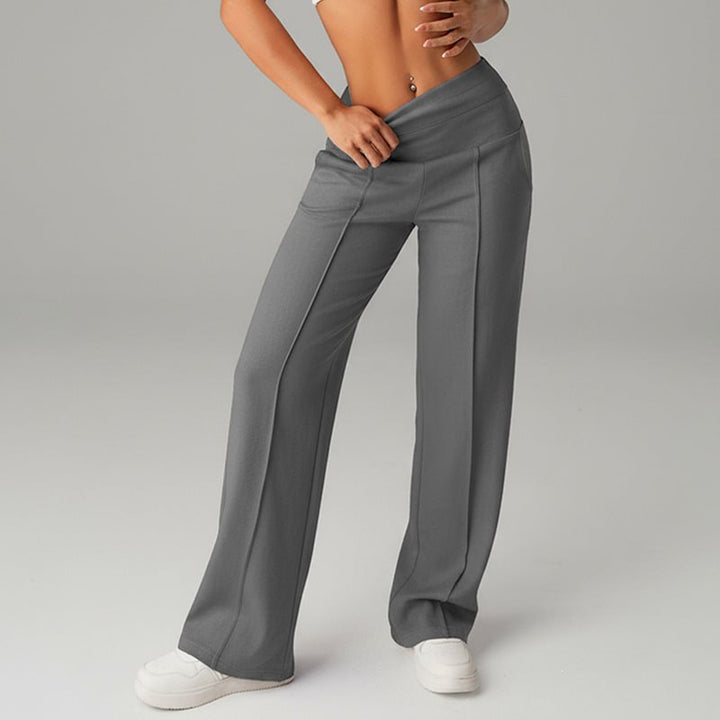 Damen High‑Waist Palazzo‑Sweatpants mit Bügelfalte und Komfortbund Drune
