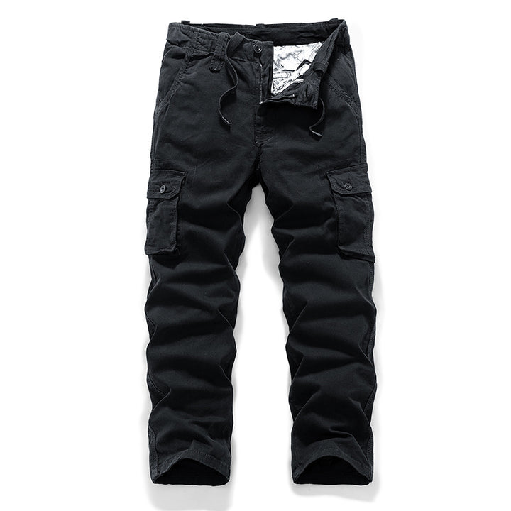 Herren Robust-Canvas Cargohhose mit Tunnelzugbund, Knieabnähern und Mehrfach-Klappentaschen Drune