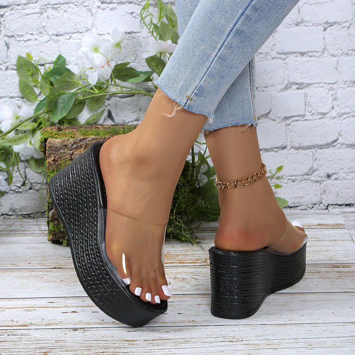 Damen Plateau-Sandalen mit transparentem Obermaterial und rutschfester Sohle Drune