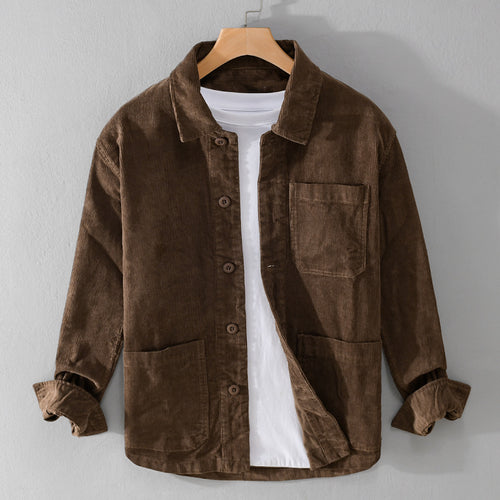 Herren Cord-Überhemdjacke mit aufgesetzten Taschen und legerem Schnitt Drune