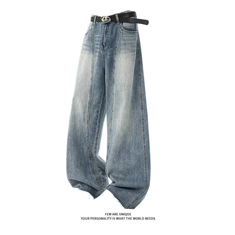 Damen Weitgeschnittene Jeans mit hohem Bund und integriertem Gürtel Drune
