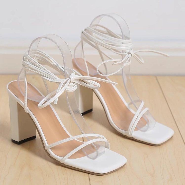 Damen elegante Riemchen-Sandalen mit blockartigem Absatz Drune