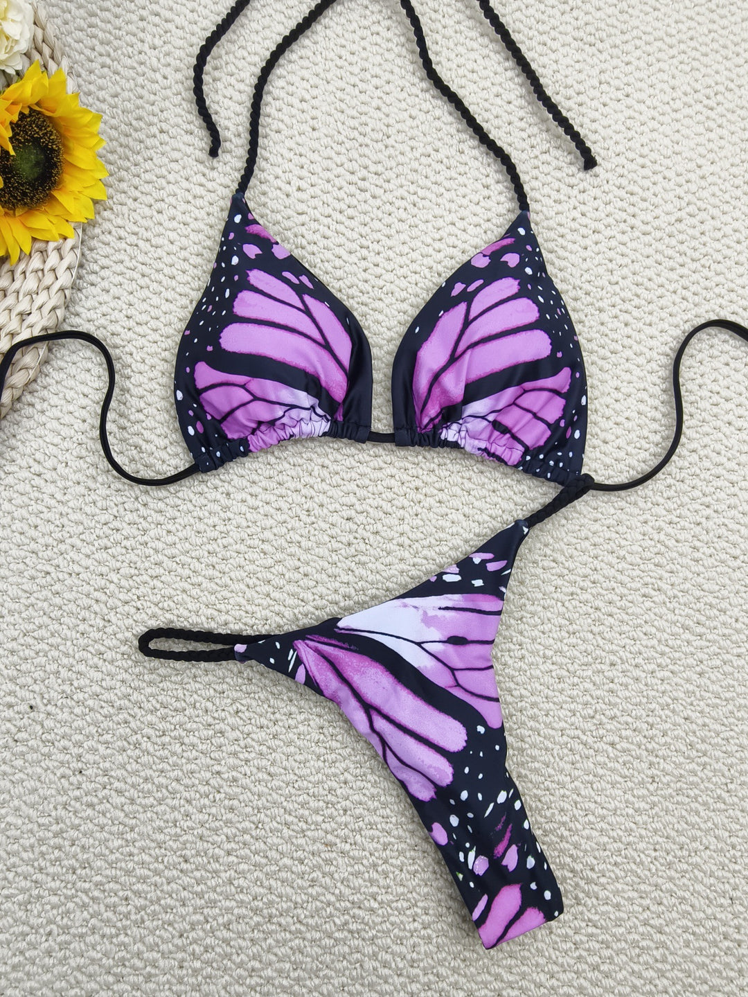 Damen Bikini-Set mit trendigem Schmetterlingsdesign und verstellbaren Bändern Drune