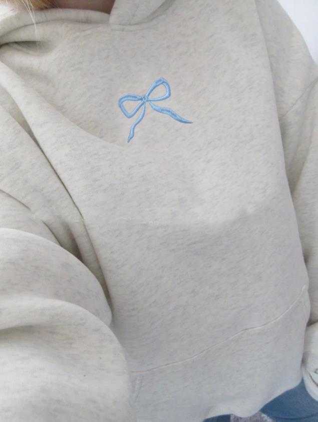 Damen-Hoodie mit floralem Stickdesign und bedrucktem Kapuzenfutter Drune