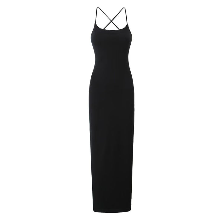 Damen lässiges Maxikleid mit verstellbaren Trägern und elegantem Rücken Drune