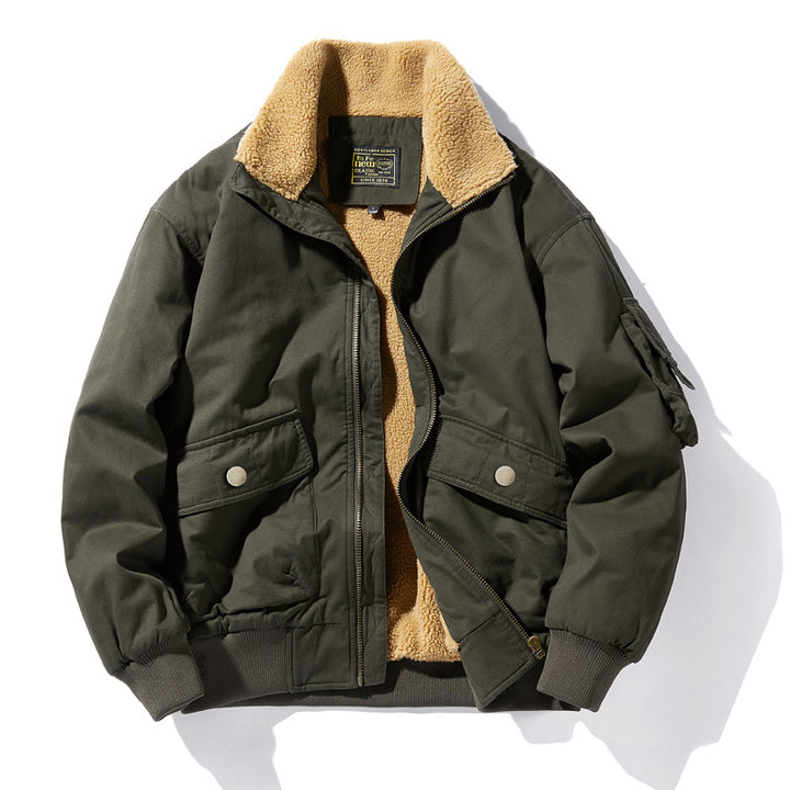 Herren  isolierte Sherpa-fütterte Zip-Front Feld Bomberjacke mit Klappentaschen Drune