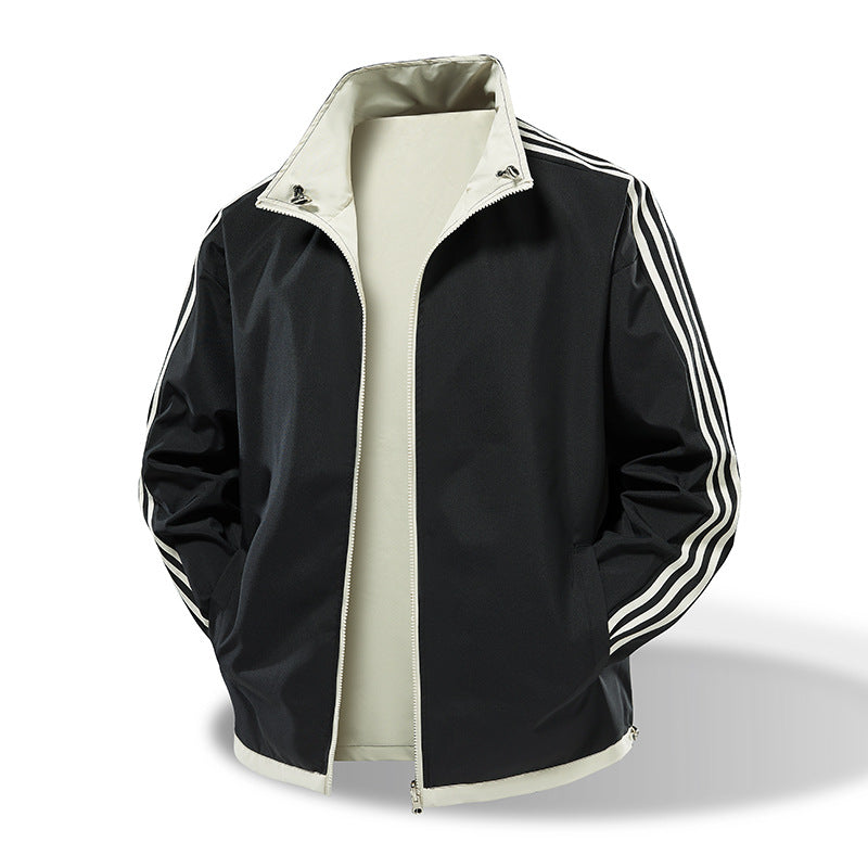 Herren  leichte Trackjacke mit Kontrast-Dreistreifenärmeldetail Drune