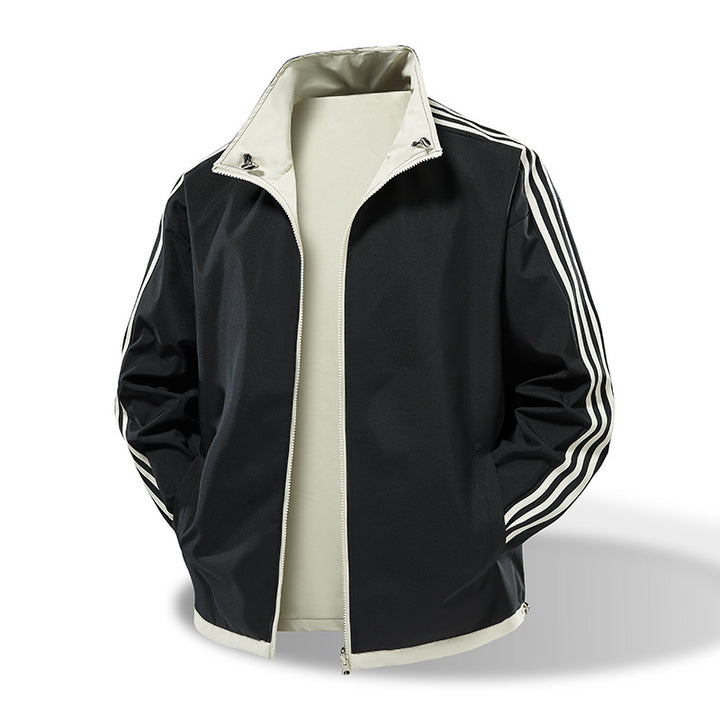 Herren  leichte Trackjacke mit Kontrast-Dreistreifenärmeldetail Drune