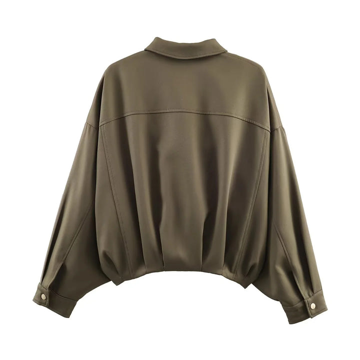 Damen nan oversized Utility-Jacke mit übergroßen Pattentaschen, überschnittener Schulter und elastischem Bund Drune