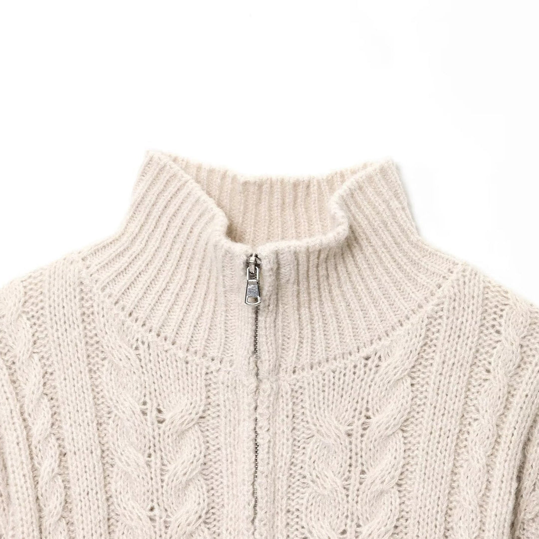 Damen Strickjacke mit hohem Kragen und Reißverschluss Drune