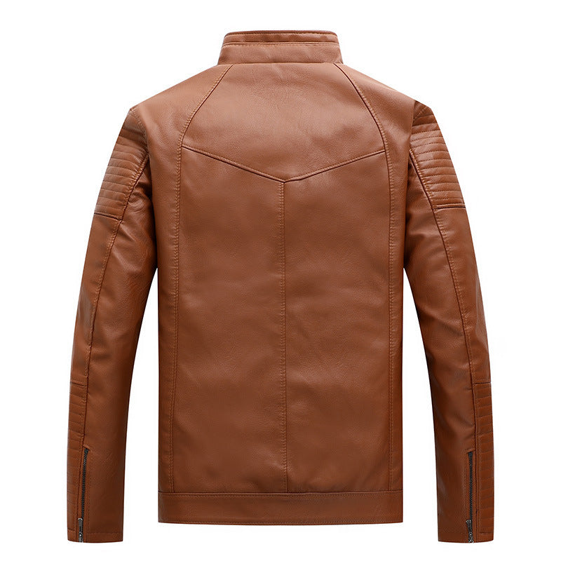 Herren schlanker Kunstleder-Moto-Blouson mit gesteppten Schulter- und Ärmelpaneelen Drune