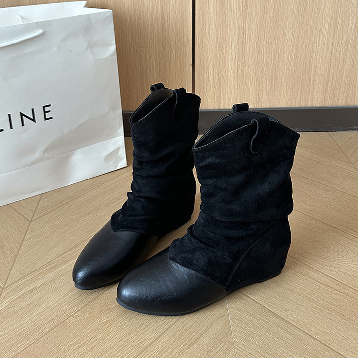 Damen Modische Stiefeletten mit schickem Falten-Design Drune
