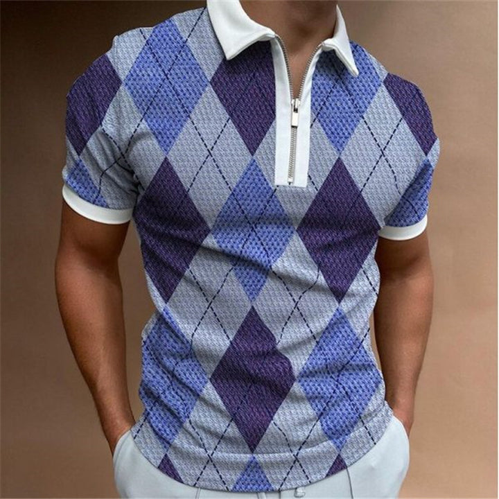 Herren Poloshirt mit maritimem Motiv und modernem Reißverschluss Drune