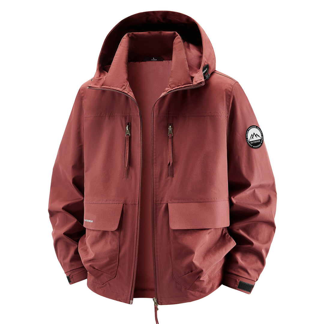 Herren Technische Kapuzen-Fieldjacke mit wasserabweisender Membran und Mehrfachtaschen Drune