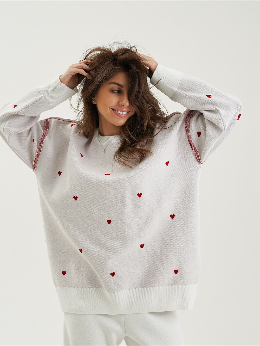 Damen Pullover mit Herzstickerei und lässigem Schnitt Drune