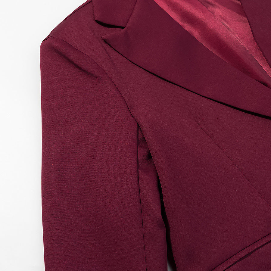 Damen Taillierter Ein-Knopf-Blazer mit softem Revers, gefütterter Innenseite und Pattentaschen Drune