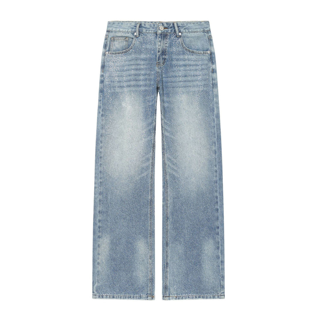 Damen nan weite zerrissene Jeans mit hoher Taille und Bindeband Drune