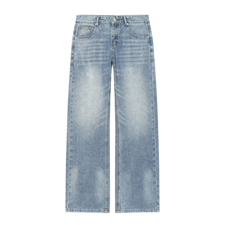 Damen nan weite zerrissene Jeans mit hoher Taille und Bindeband Drune