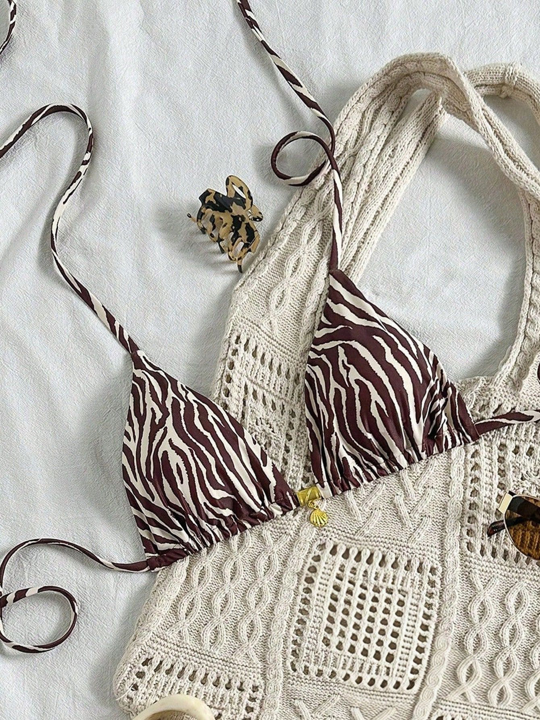Damen Triangel-Bikinioberteil mit Rüschen Drune