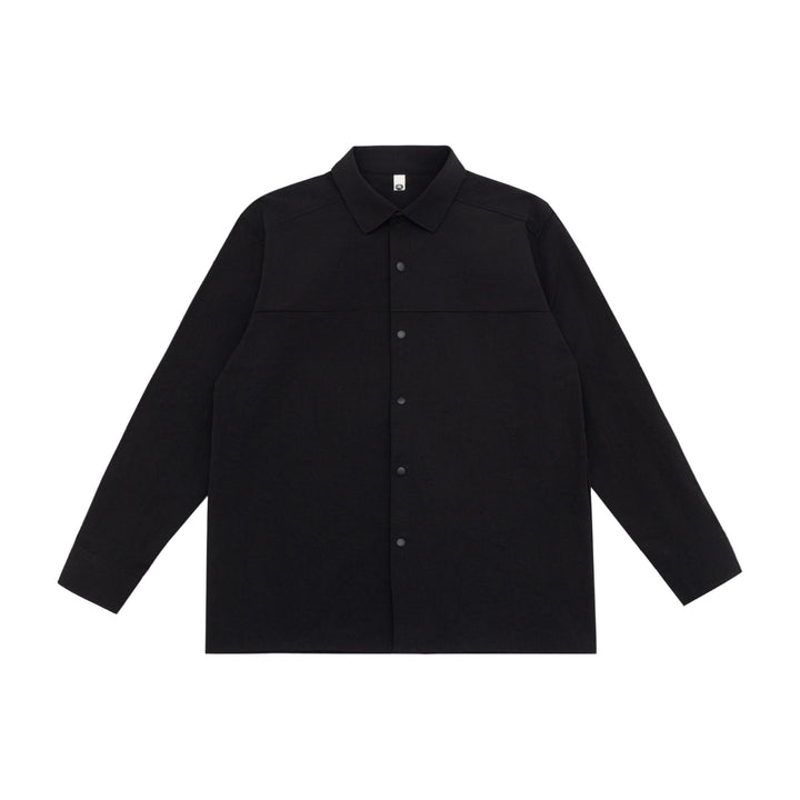 Unisex Longline-Hemdjacke im Boxy-Schnitt aus schwerer Sweatqualität mit verdeckter Druckknopfleiste Drune
