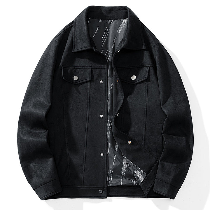 Herren Baumwollmix-Truckerjacke mit kontrastiertem Innenfutter und Pattentaschen Drune