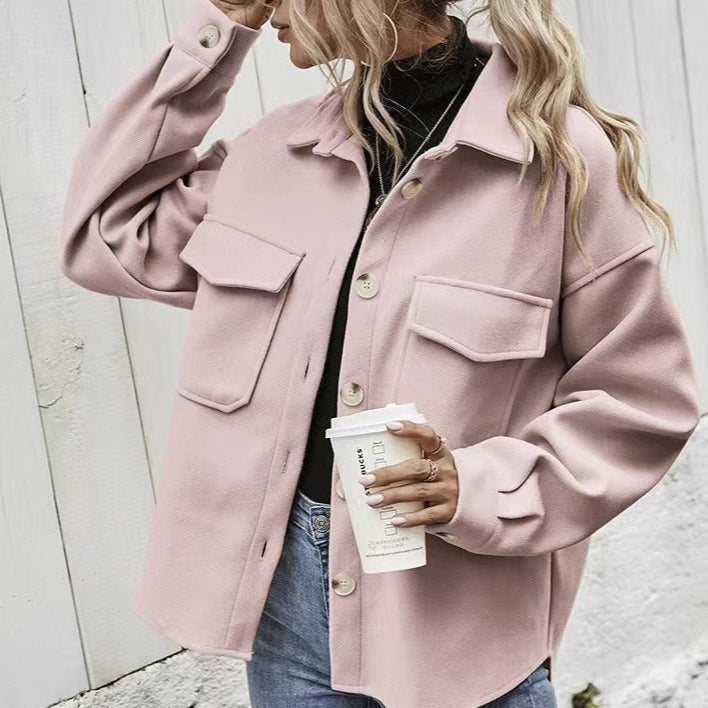 Drune | Damen Übergröße Jacke mit Taschen & Knöpfen