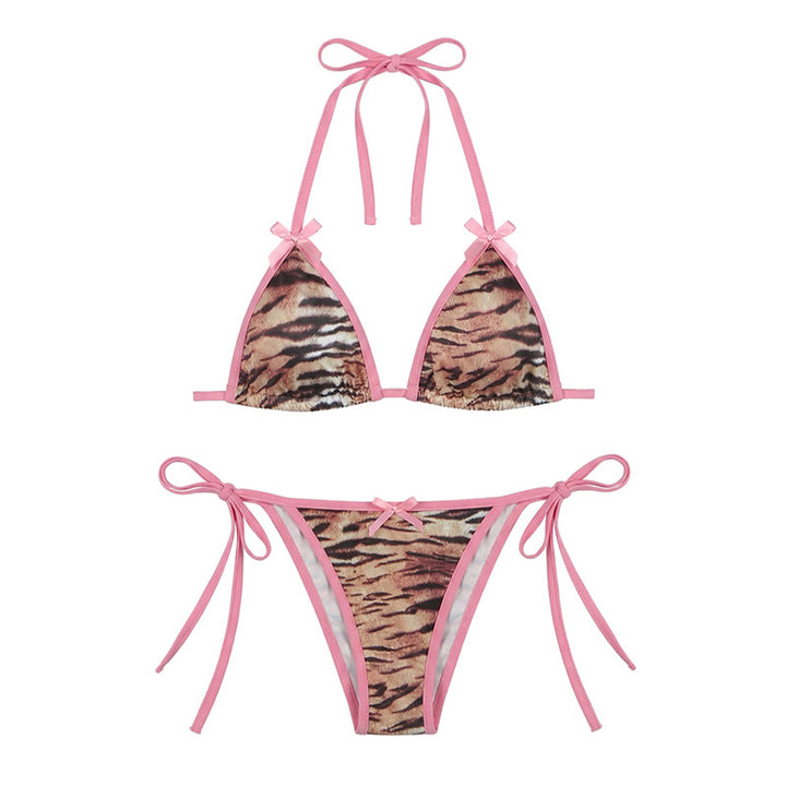 Damen Bikiniset mit animalischem Muster und verspielten Riemen Drune