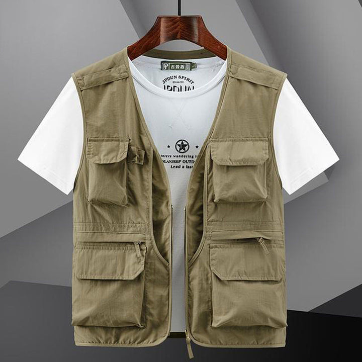 Herren Utility Outdoor-Weste mit Mehrfachtaschen und Frontreißverschluss Drune
