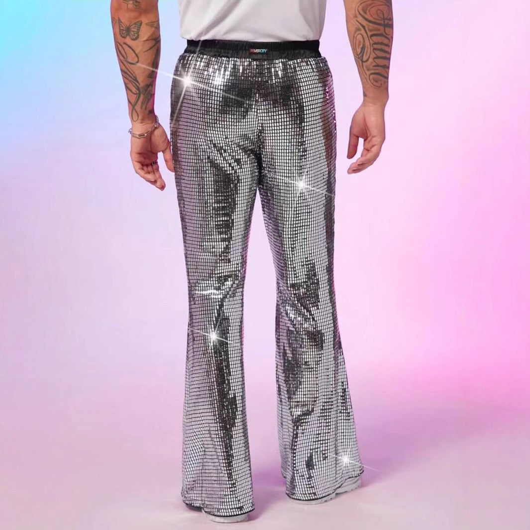 Herren glitzernde Paillettenhose im extravaganten Disco-Stil Drune